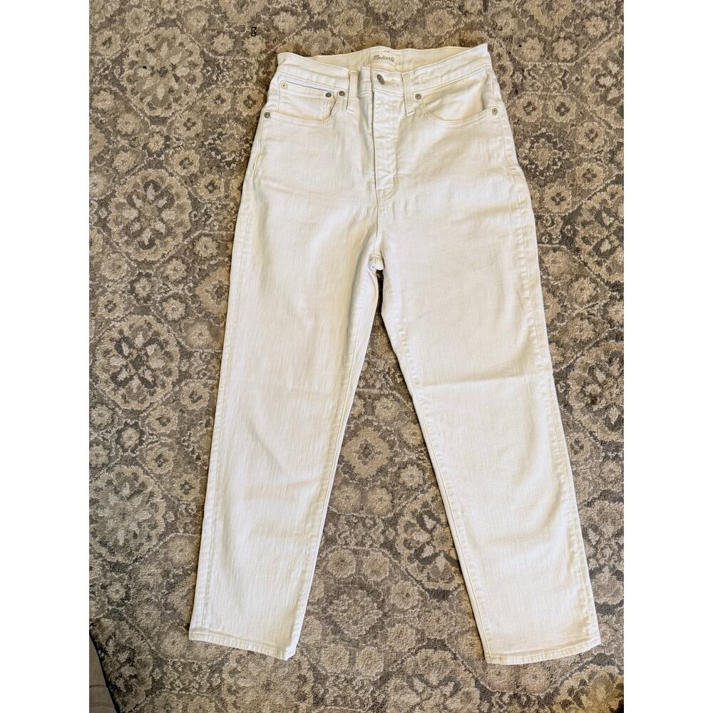 Madewell Classic Straight Jeans Womens 27 Cream Off White High Rise Cropped